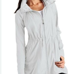 Athleta trench coat,Light Gray Zip-Up Jacket